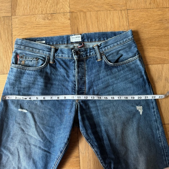 Todd Snyder 34x30 Mens Slim Fit Denim Jeans Blue Distressed Button Fly Selvedge - Picture 9 of 13